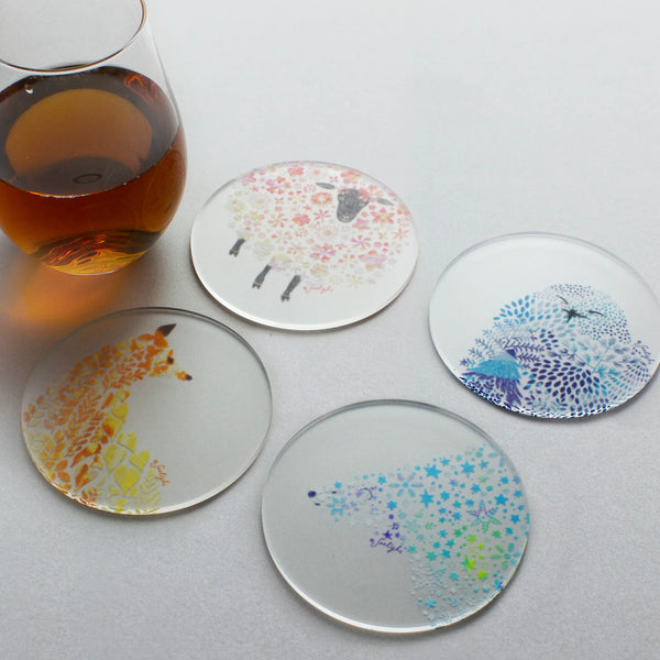Set of 4 Coasters in a box - Animals