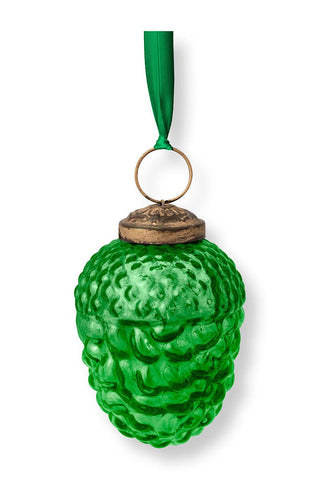 Glass Christmas Ornament - Green Pine Cone 10cm