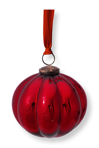Glass Christmas Ornament - Red Stripes 10cm