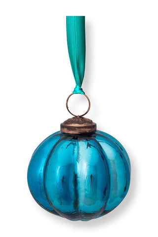 Glass Christmas Ornament - Blue Stripes 7.5cm