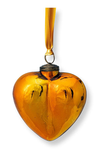 Glass Christmas Ornament - Gold Heart 12cm