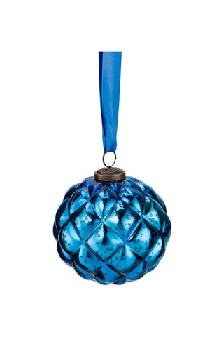 Glass Christmas Ornament - Blue Sphere 12cm