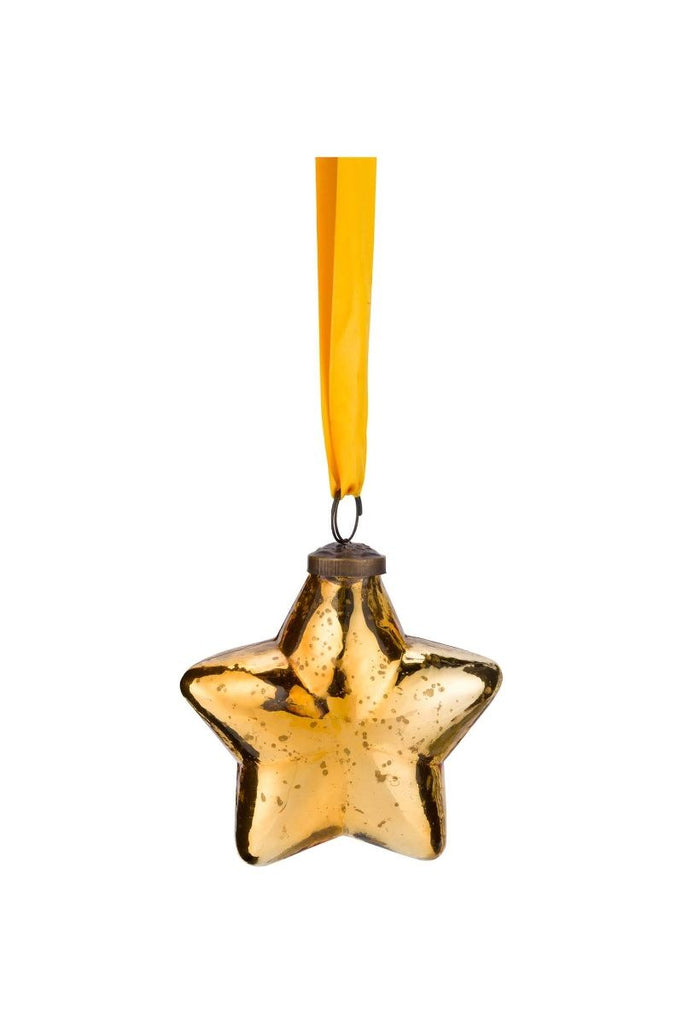 Glass Christmas Ornament - Gold Star 10cm