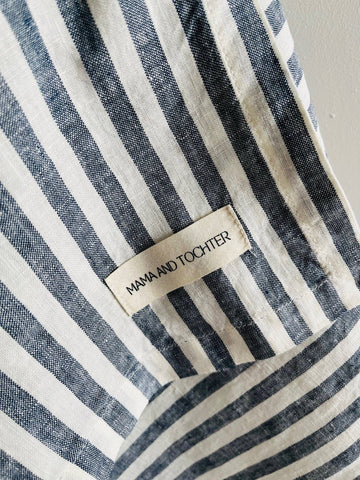 Pure French Linen Tea Towel - Navy Stripe