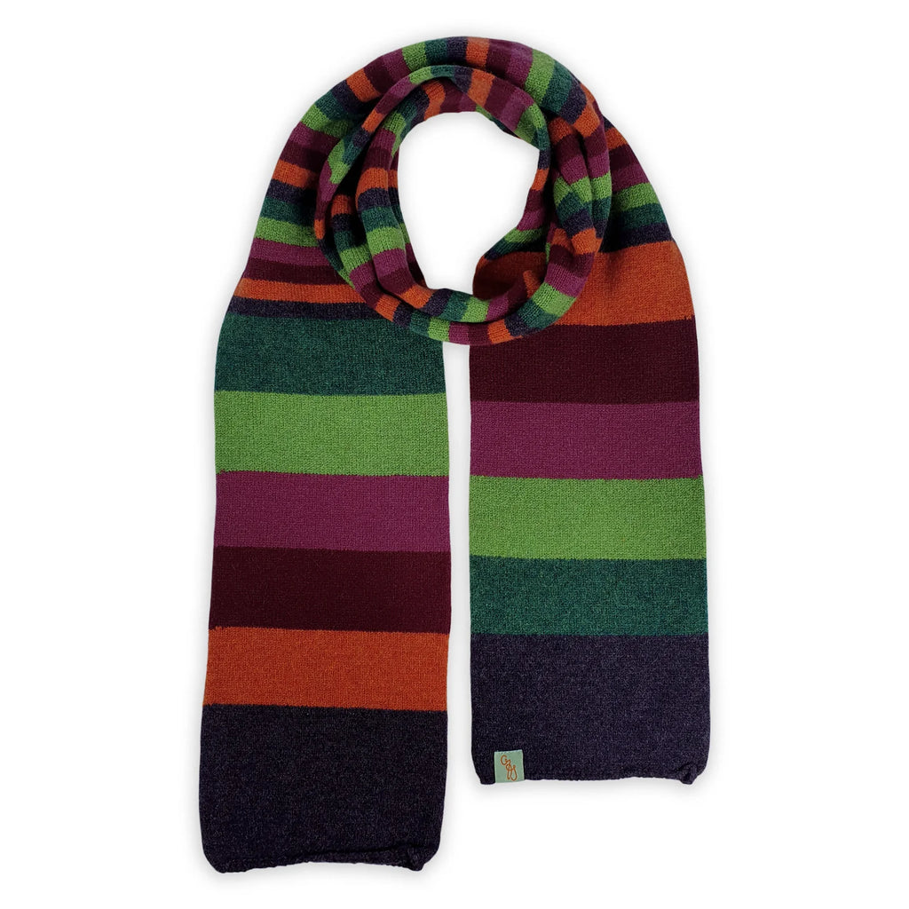 Scarf - Lambswool - Stripes Berry-Green