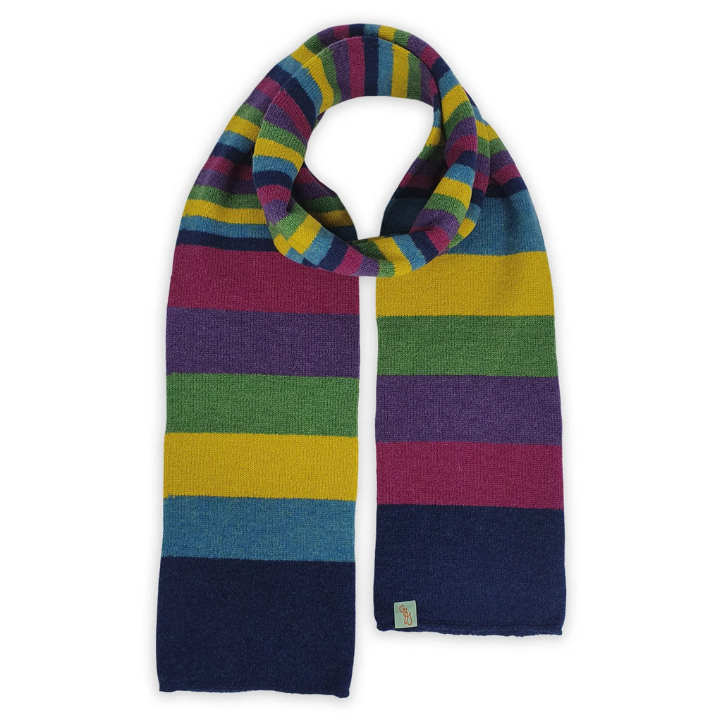 Scarf - Lambswool - Stripes Blue-Pink