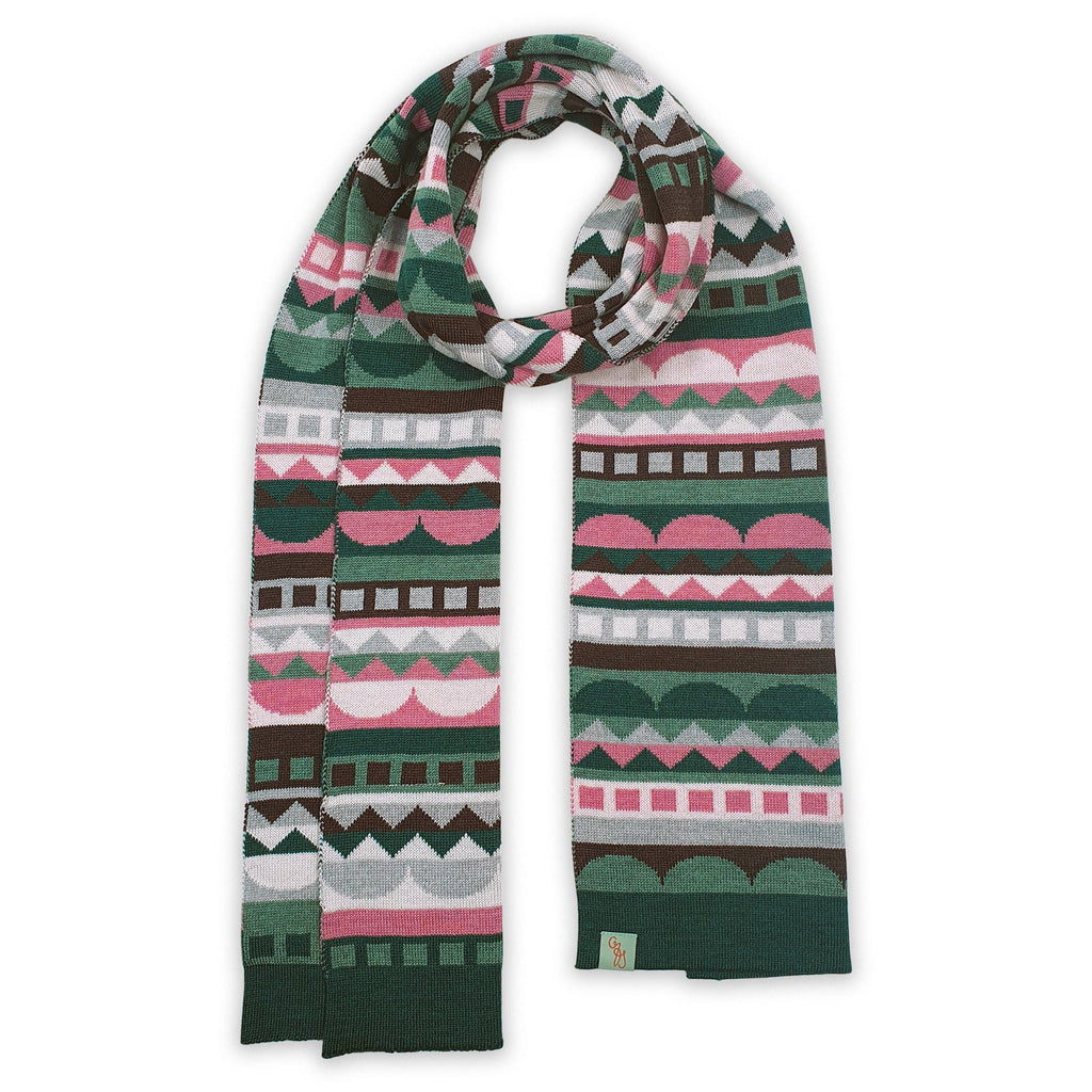 Scarf - Merino Wool - Green/Pink