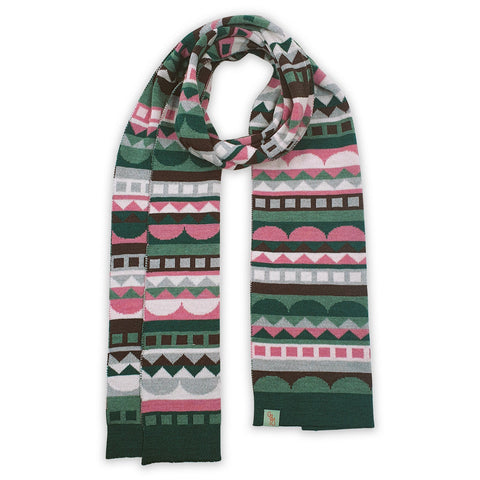 Scarf - Merino Wool - Green/Pink