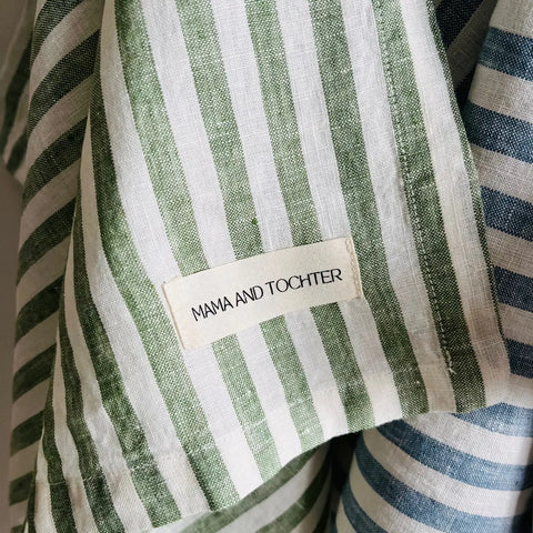 Linen Tea Towel - Celtic Green Stripe