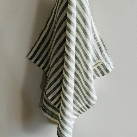 Linen Tea Towel - Sage Stripe