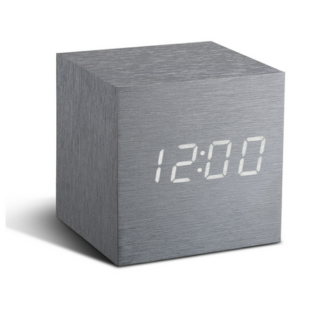 Cube Click Clock - Aluminium