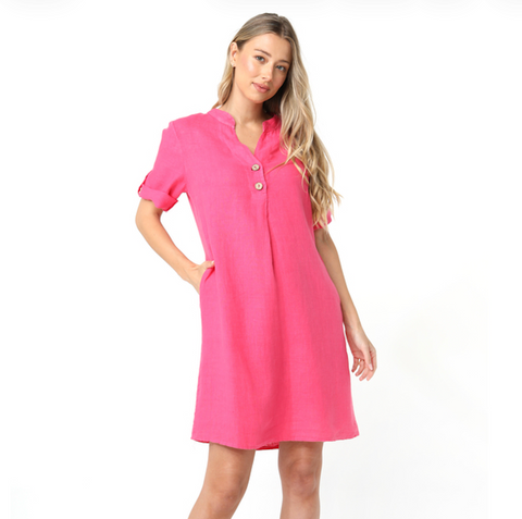 Linen Dress - Pink