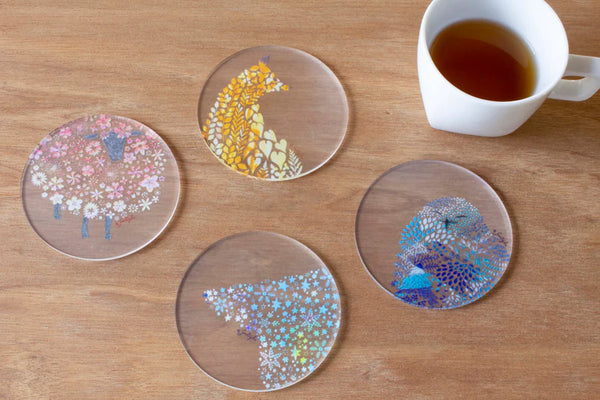 Set of 4 Coasters in a box - Animals
