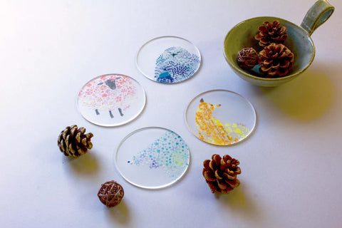 Set of 4 Coasters in a box - Animals